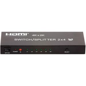Splitter/Switch HDMI 2 x 4 4K Versão 1.4