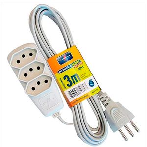 Extensão Elétrica 2P+T 3 Tomadas Sort 3,0 Metros