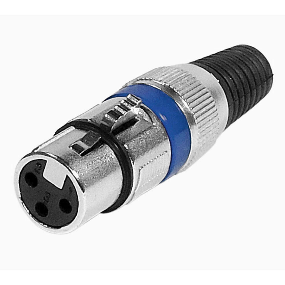 Conector Canon Fêmea Metal Azul