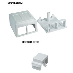 Caixa de Sobrepor para 2 Keystones + 1 Modulo Cego Branco