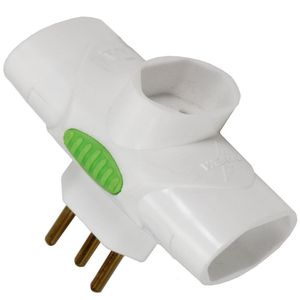 Benjamim com 3 Saídas 2P+T 10A 250V Branco
