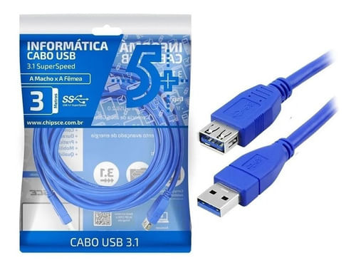 Cabo Extensor USB 3.0 AM/AF 3,0 Metros