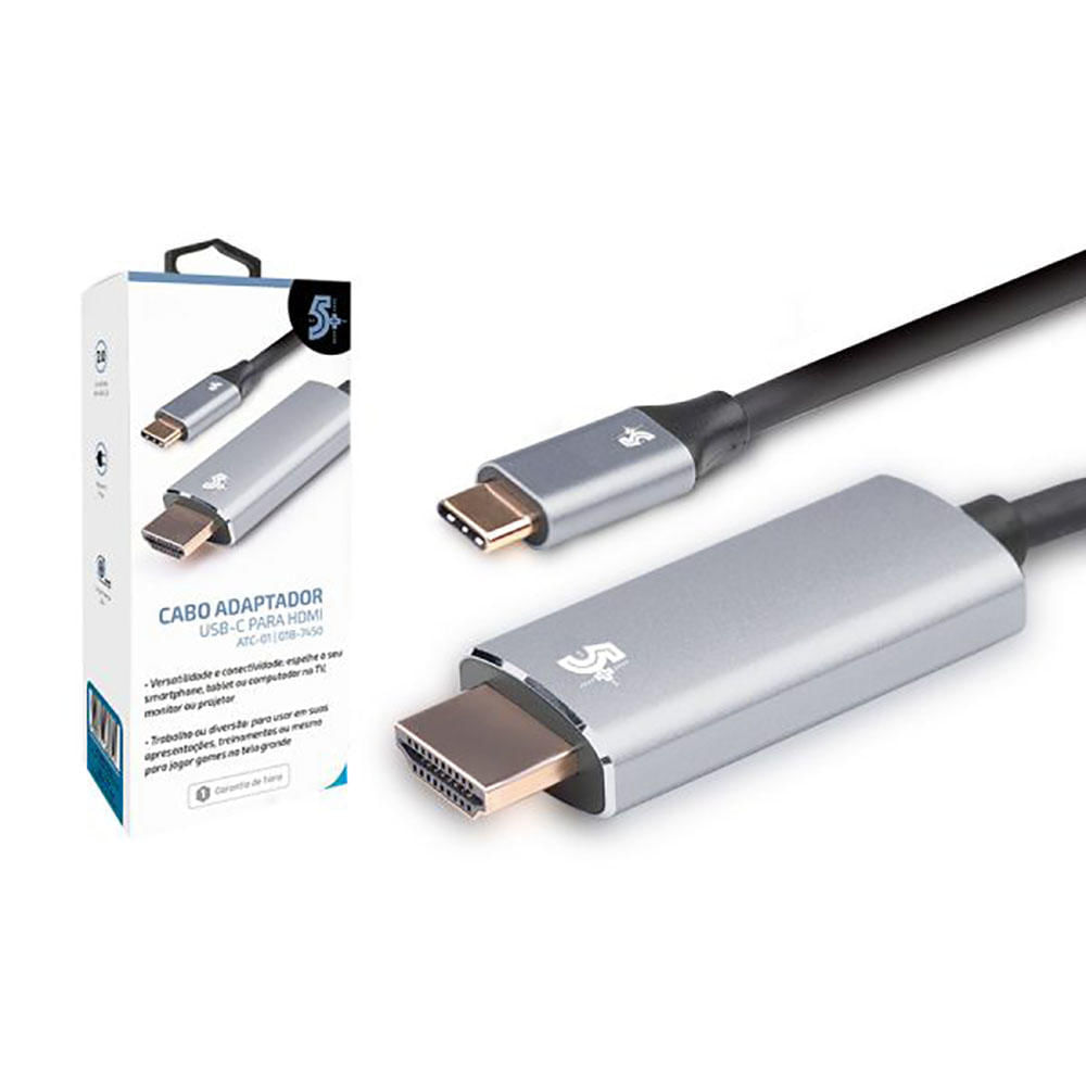 Cabo USB Tipo-C para HDMI 4K 1,80 Metros Cabo Adaptador USB-C Macho x HDMI Macho 4K 60hz - 1,80mts - 0187450