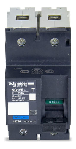 Disjuntor NG125L Caixa Moldada Termom 2P 690V 50KA 20A Disjuntor Caixa Moldada Termom 2P 690V 50KA 20A NG125L