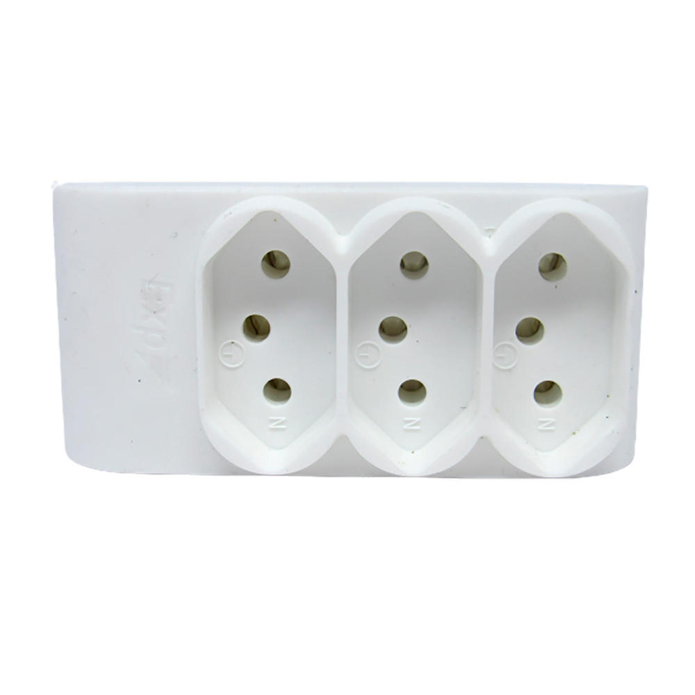 Benjamim com 3 Saídas 2P+T 10A EXP Branco