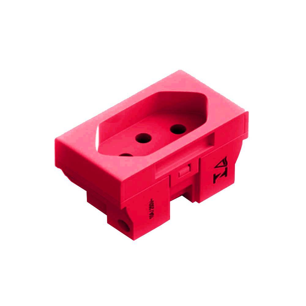 Módulo Tomada 2P+T 10A Vermelho