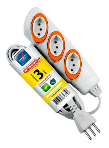 Extensão Elétrica 2P+T 3 Tomadas 3,0 Metros