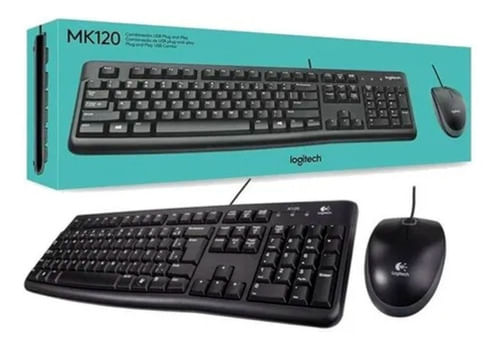Teclado e Mouse Optico USB com Fio - MK120 - Pt