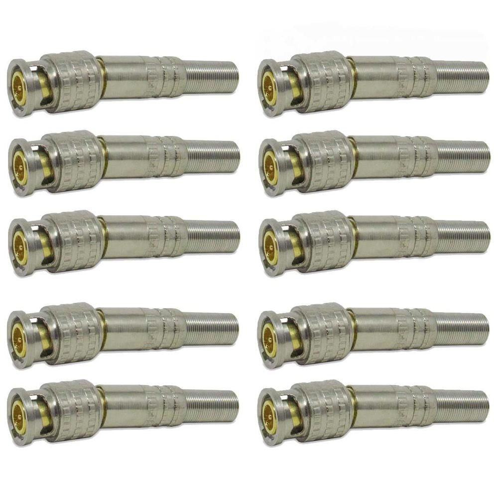 Kit 10 Conectores BNC Macho 6mm com Mola Solda 75OHMS