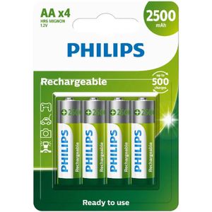 Pilha Recarregável AA 2500mAh 4 Unidades Philips
