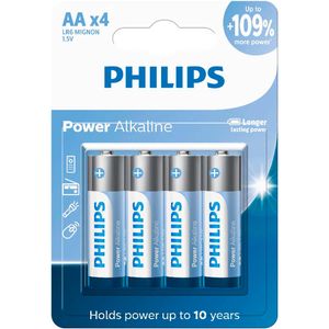 Pilhas Power Alcalinas AA 4 Unidades Philips