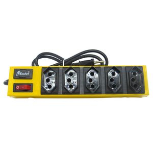 Filtro de Linha com 5 Tomadas 10A com Protetor de Surto Amarelo