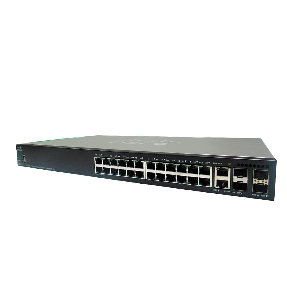 Switch 24 portas Gigabit + 2 Portas 10G +2 SFP 10G SG350X-24-K9
