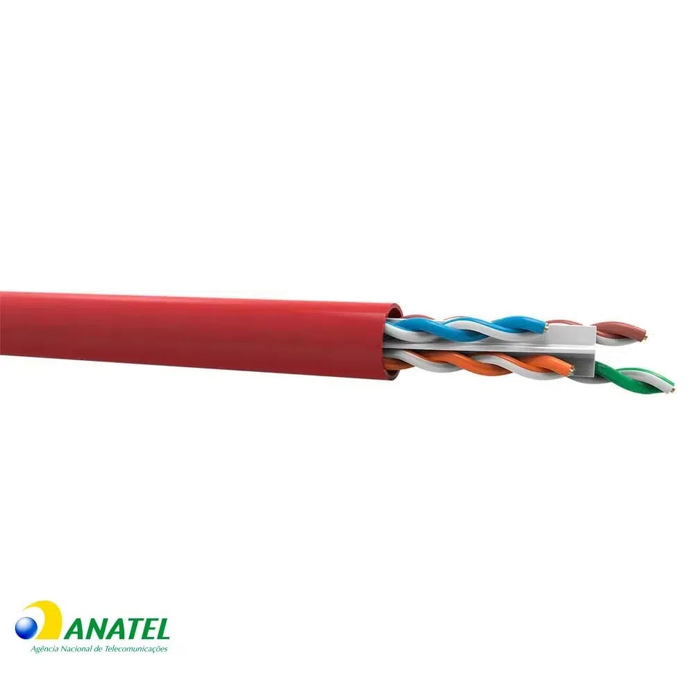 Cabo de Rede CAT6 U/UTP CM MultiLan Furukawa Vermelho, 1 Metro