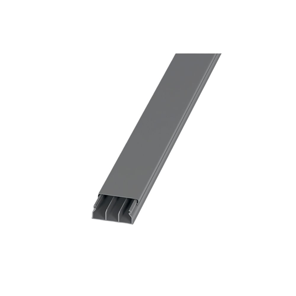 Canaleta Minicanal HTA5020 Cinza Hellermann Canaleta Minicanal PVC com Adesivo - Barra com 2mts - Cz Metalizado - HTA5020