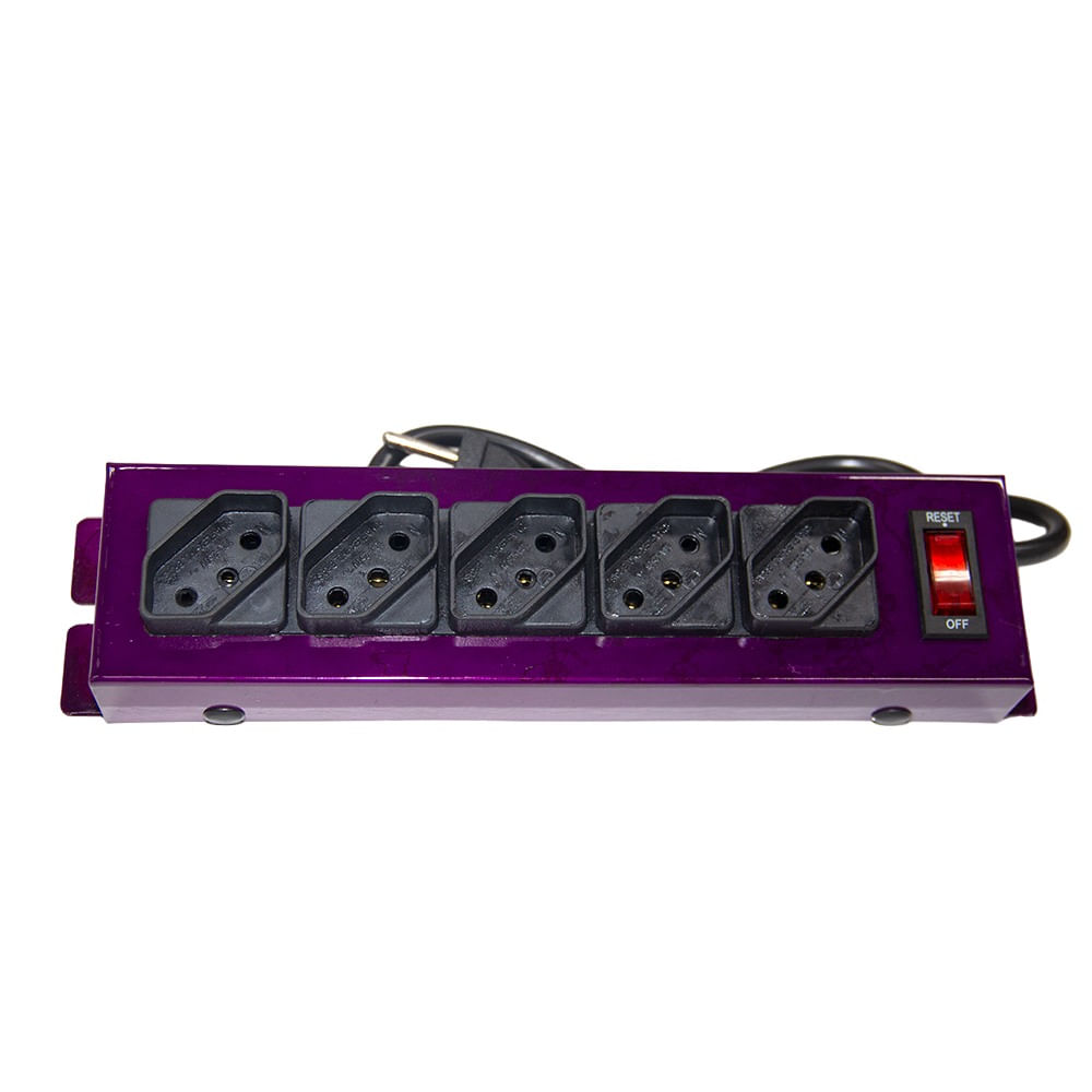 Filtro de Linha com 5 Tomadas 10A Circuit Break Roxo