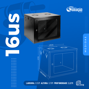 Mini Rack de Parede 19" 16Us x 670mm Preto