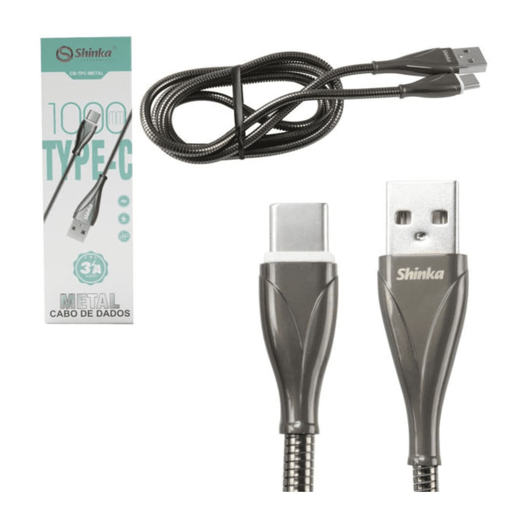 Cabo USB 2.0 para TIPO-C Metalico 1,0 Metro
