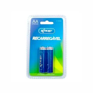 Cartela 2 Pilhas Recarregável AA 2800A Pequena