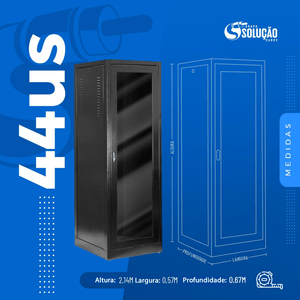 Rack de Piso Fechado Padrão 19" 44Us x 670mm Preto Contato