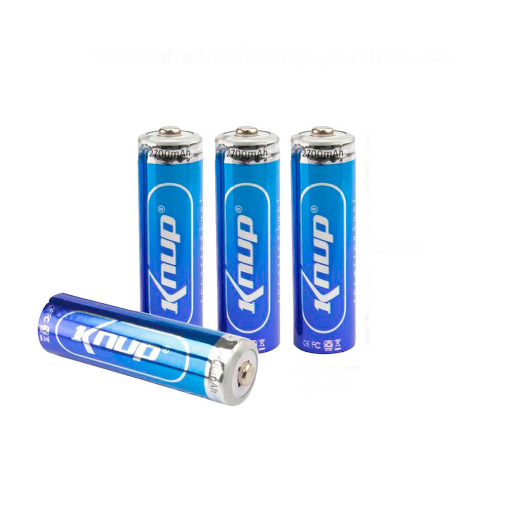 Cartela 4 Pilhas Recarregável AA 2700mAh Pequena