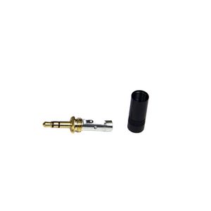 Conector P2 Stereo Profissional Metal Preto e Dourado