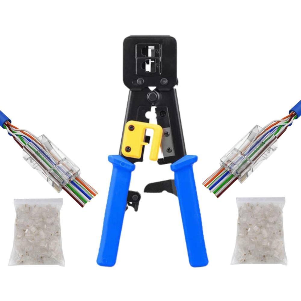 Alicate Crimpar Rede Rj45 Ez Crimp + 200 Conectores Cat5/6