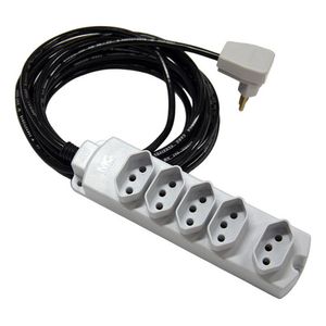 Extensão Elétrica 5 Tomadas 90° 2P+T 3 x 1,00mm 10A 3,0 Metros