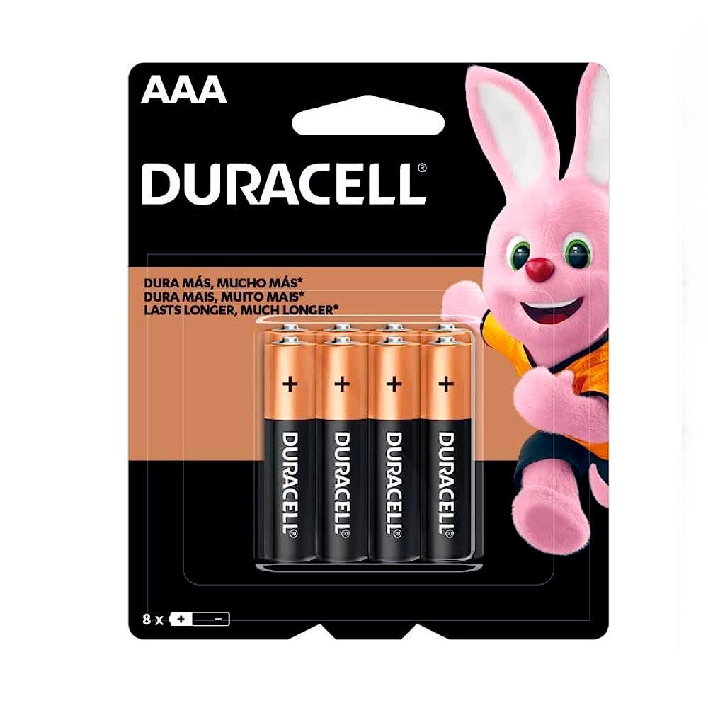 Cartela 8 Pilhas Alcalina AAA Palito Duracell