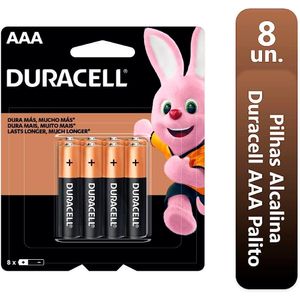 Cartela 8 Pilhas Alcalina AAA Palito Duracell