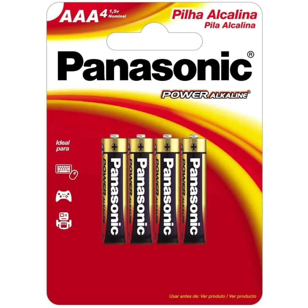 Cartela 4 Pilhas Alcalina AAA Palito Panasonic