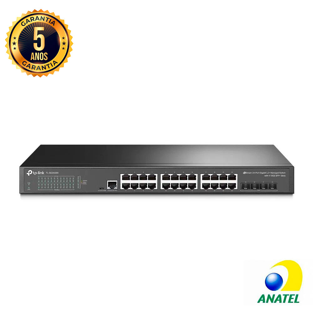 Switch 24 Portas Gigabit + 4 Slot SFT+ 10GE TL-SG3428X