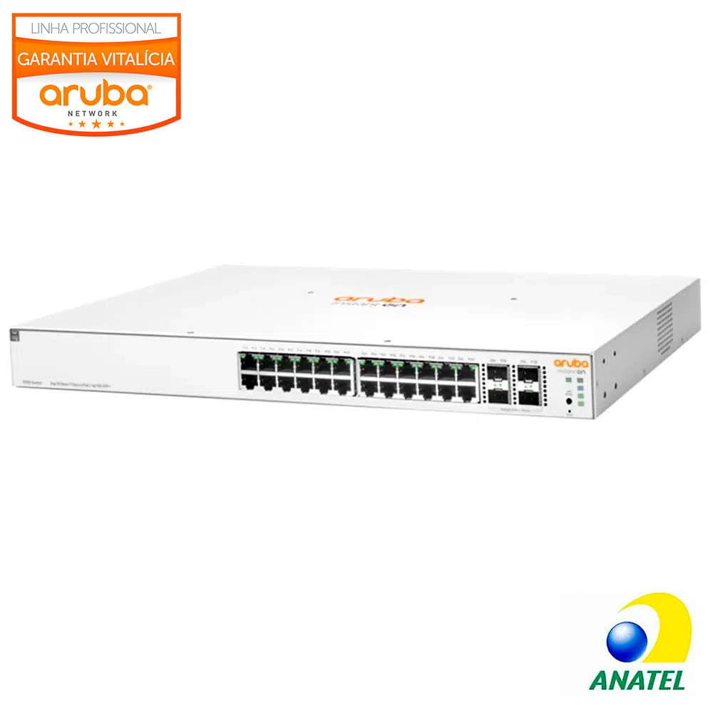 Switch 24 Portas Gigabit com 4 SFP POE Aruba