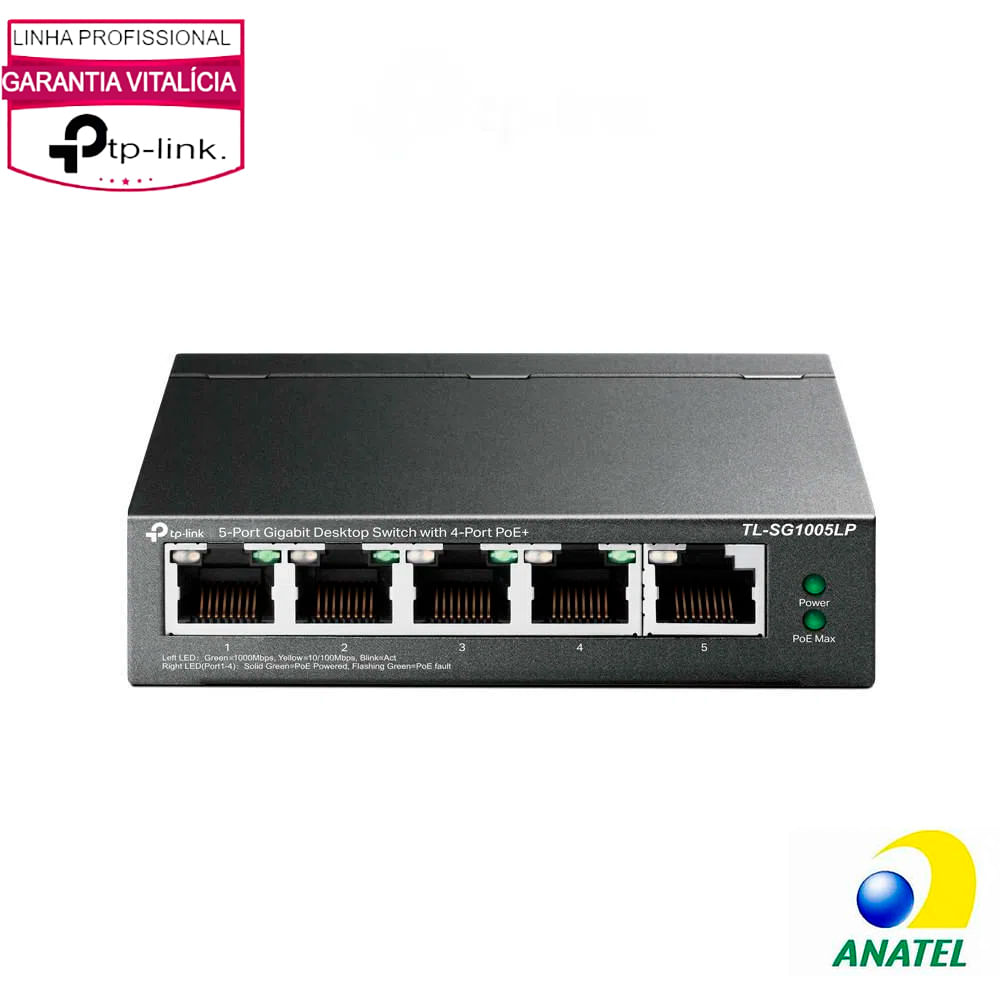 Switch 5 Portas Gigabit com 4 Portas Poe+ TLSG1005LP