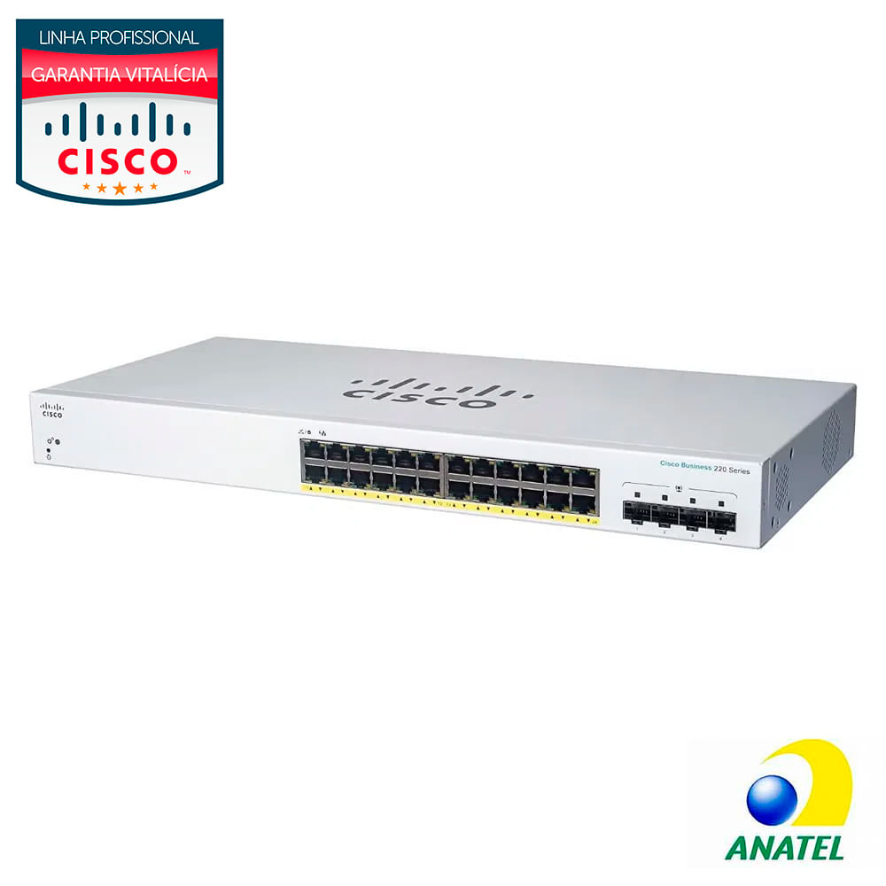 Switch 24 Portas Gigabit Business 220 Série Smart CBS220-24T-4G-NA Cisco