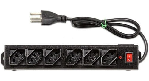 Filtro de Linha Metálico com 6 Tomadas com Protetor de Surto 1,0 Metro
