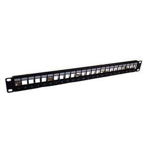 Patch Panel Cat6A 24 Portas Descarregado Blindado com Guia Traseira e Fio de Aterramento