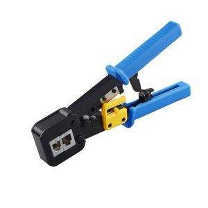 Alicate De Crimpar Conector RJ 45/12/11 EZ De Passagem + 100 Conectores CAT5e + Teste de Rede + Decapador De Cabo