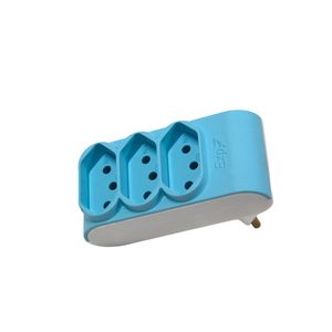 Pino Multiplicador 3 Tomadas 2P+T 10A Azul