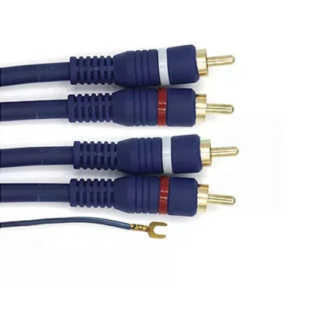 Cabo 2 RCA M x 2 RCA M Blindado com Terra Dourado 1,80 Metros