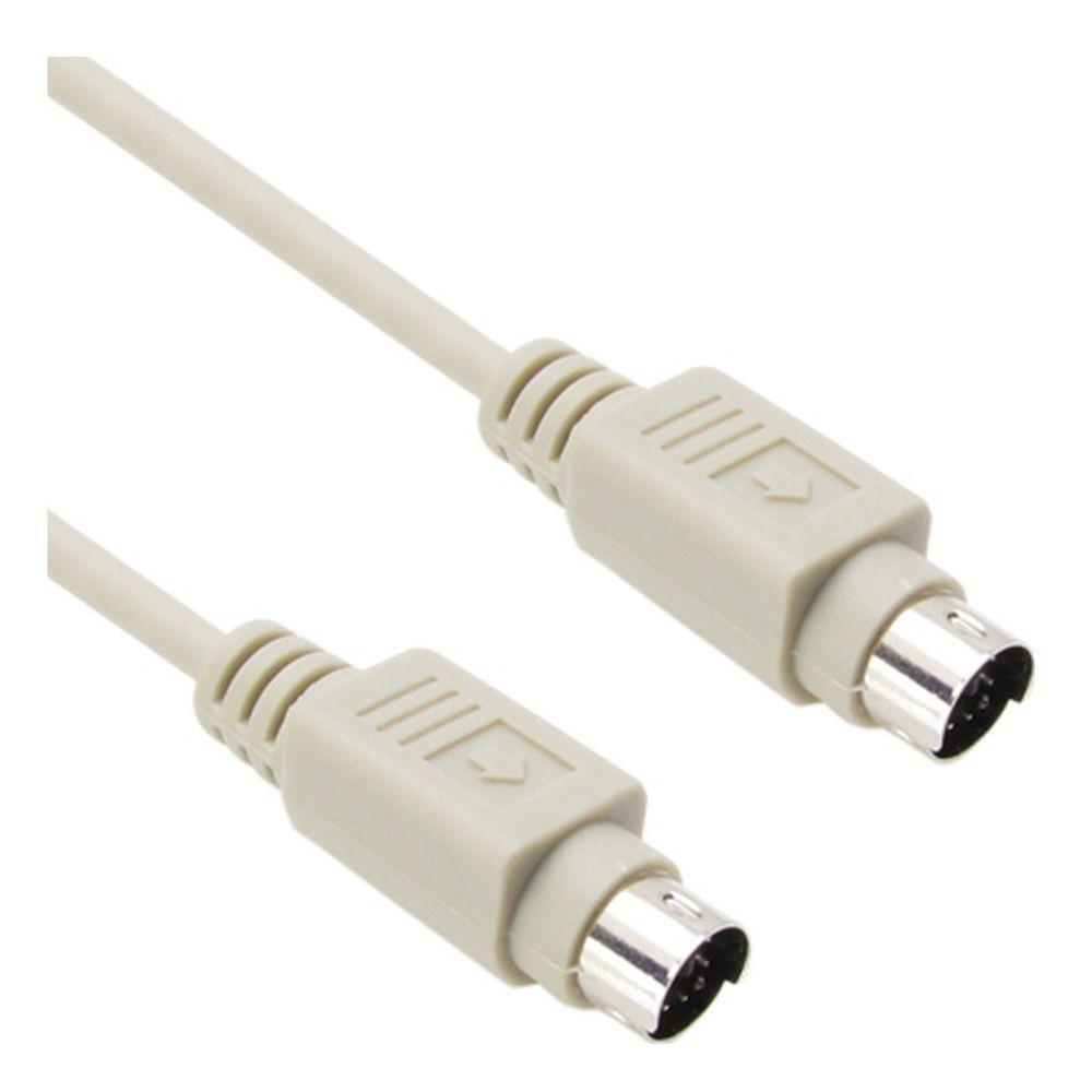 Cabo PS2 Macho x Macho - 5mts - Bege Cabo Mini Din Macho 6 Pinos x Mini Din Macho 6 Pinos - 5mts