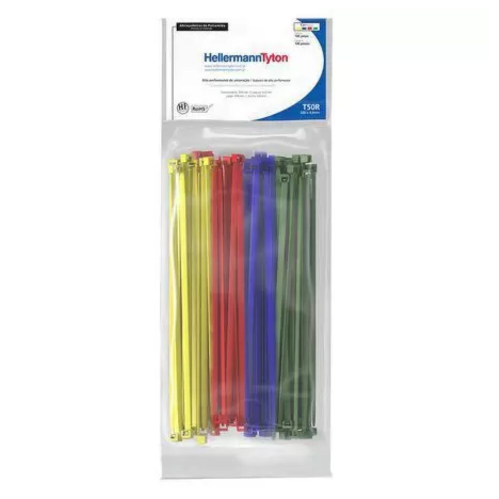 Abraçadeira Nylon T50R 200x4,6mm Hellermann 100Uni Colorida