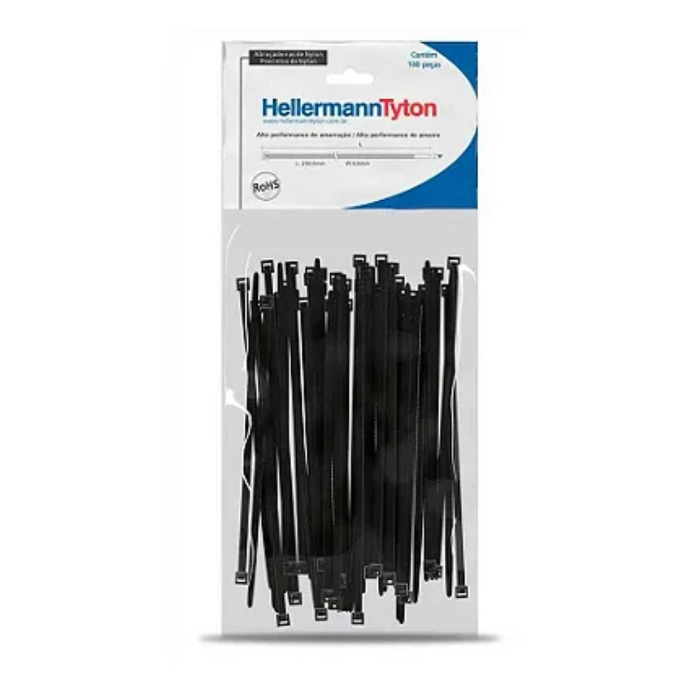 Abraçadeira Hellermann T80I Preta Abraçadeira de Plástico T80I - Pacote Com 100 Unidades - PRETA