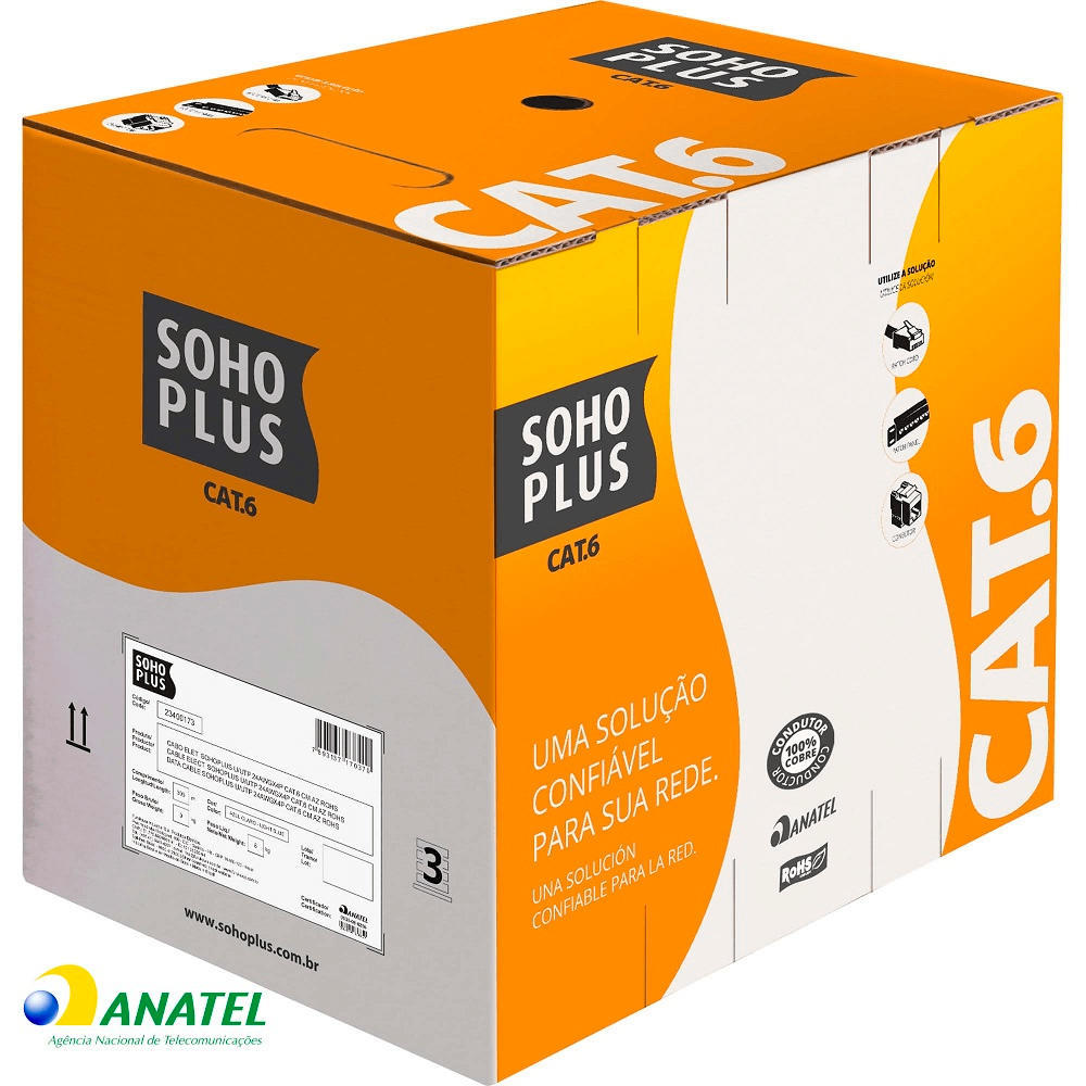 Cabo de Rede CAT6 U/UTP CMX SohoPlus Vermelho 305 Metros