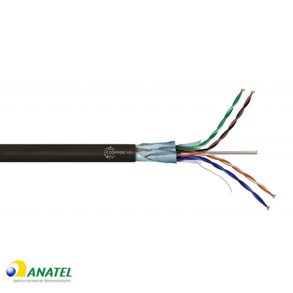 Cabo de Rede CAT5e F/UTP Blindado CopperLan Preto 1 Metro