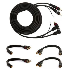 Kit com 1 Cabo RCA 5,0 Metros Dourado + 2 Cabos Y 2 M x 1 F + 2 Cabos Y 1 M x 2 F