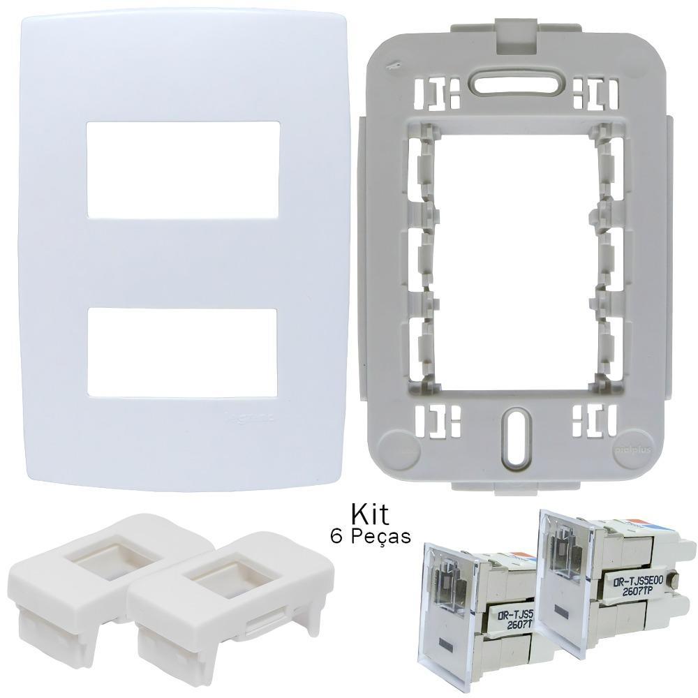 Kit Espelho 4x2 Com 2 Saída + Keystone Rj45 Cat5e Ortronics