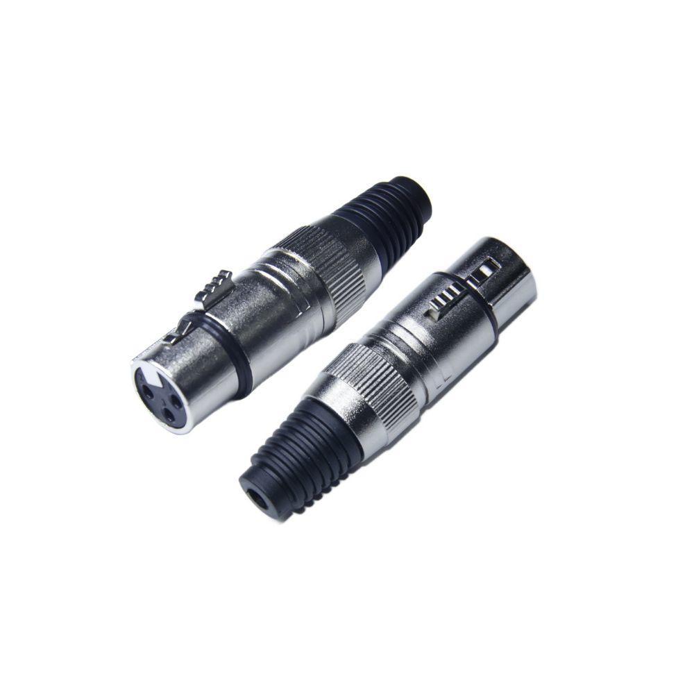 Conector Plug Canon XLR Fêmea Metal 3 Pinos