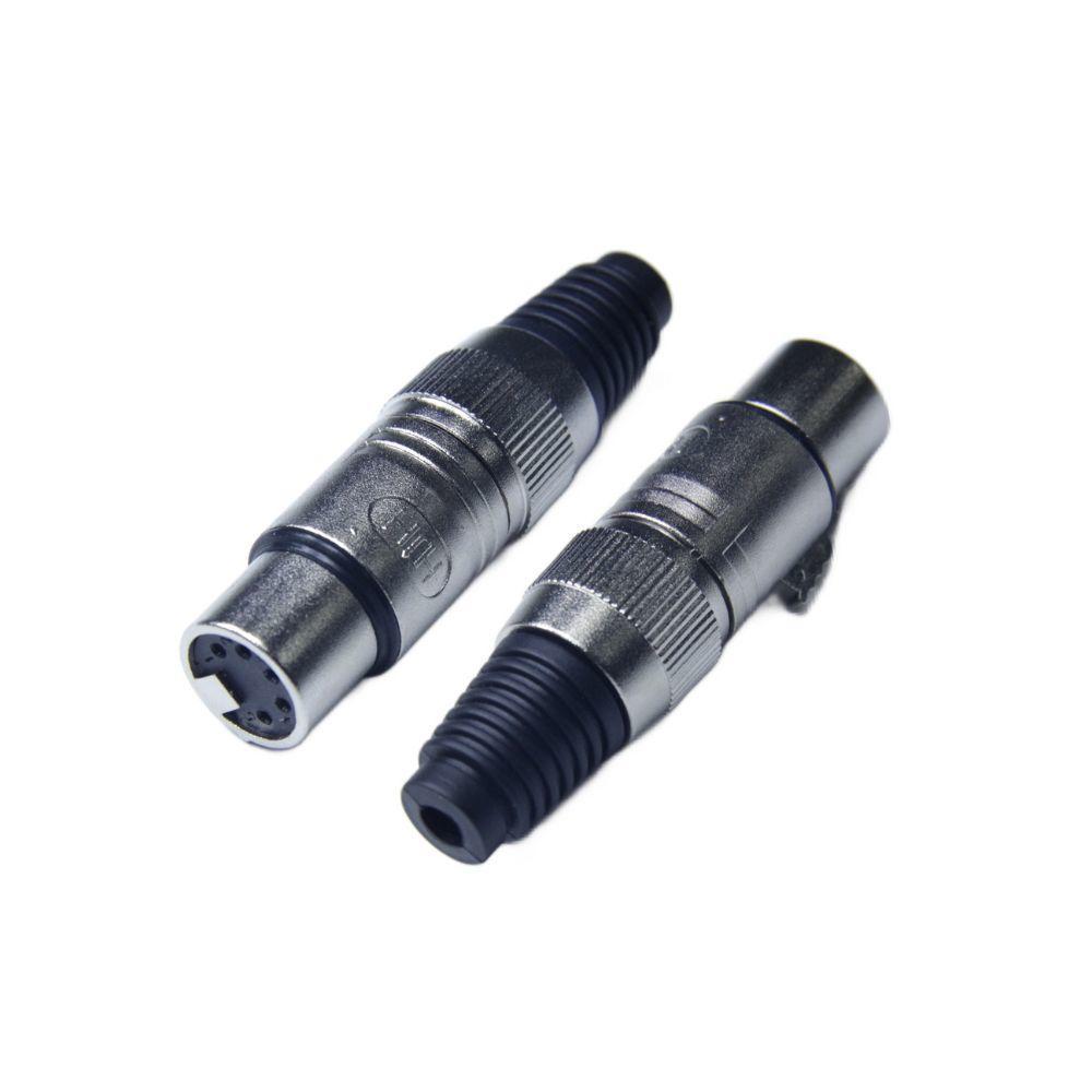 Conector Plug Canon XLR Fêmea Metal 5 Pinos