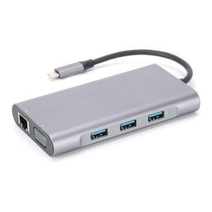 Adaptador TIPO-C 10 em 1 com HDMI x VGA x Rede Lan Giga